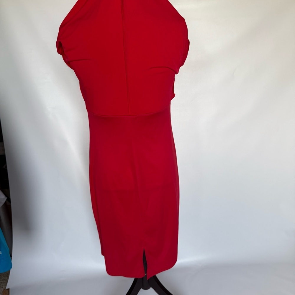 Evan Picone Woman’s Elegant Red Draped Neck Flattering Sheath Midi Dress 12 - Picture 6 of 15